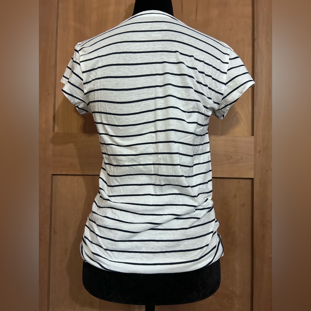 Striped White and Navy Blue T-Shirt - Picture 2 of 7